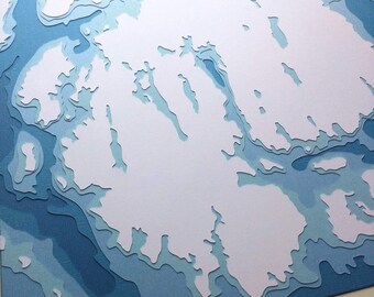 Mount Desert Island - wycinanka papierowa o wymiarach 12 x 12 cali