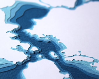 San Francisco Bay - original 8 x 10 papercut art