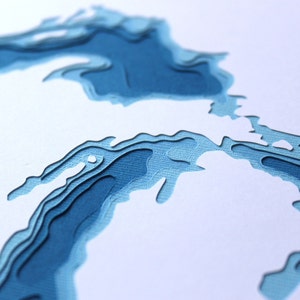 The Great Lakes original 8 x 10 papercut art image 1