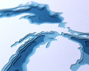 The Great Lakes - original 8 x 10 papercut art