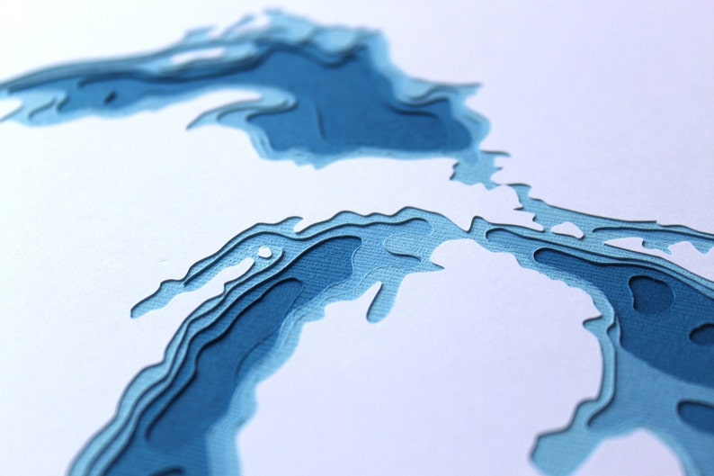 The Great Lakes original 8 x 10 papercut art image 1