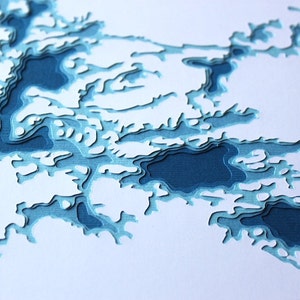 Rainy Lake - originele 8 x 10 papercut kunst