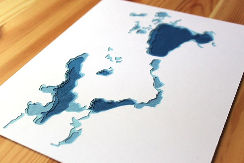 Iowa Great Lakes original 8 x 10 papercut art image 4