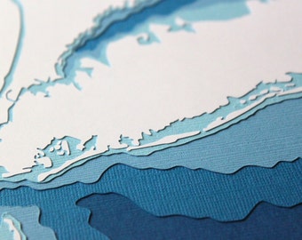 Long Island - original 8 x 10 papercut art in your choice of color