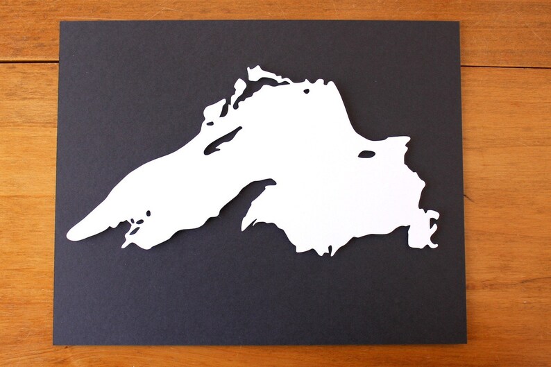 Lake Superior Silhouette 8 x 10 original papercut image 2