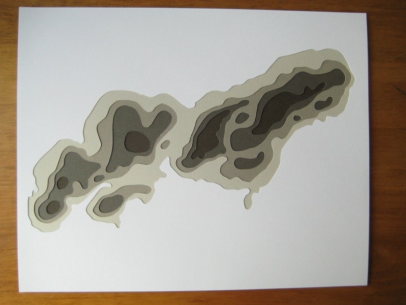 You Are Here custom 8 x 10 cut paper bathymetry image 3