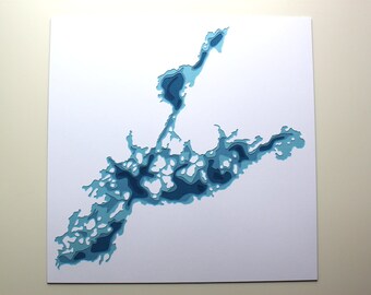 Burntside Lake - original 12 x 12 papercut art