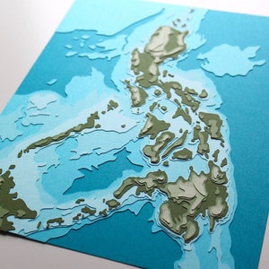 The Philippines w/ topography 8 x 10 layered papercut art image 2