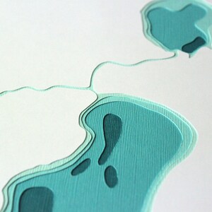 Lakes Nokomis & Hiawatha - original 8 x 10 papercut art
