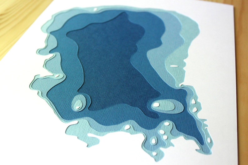 Mille Lacs Lake original 8 x 10 papercut art image 3