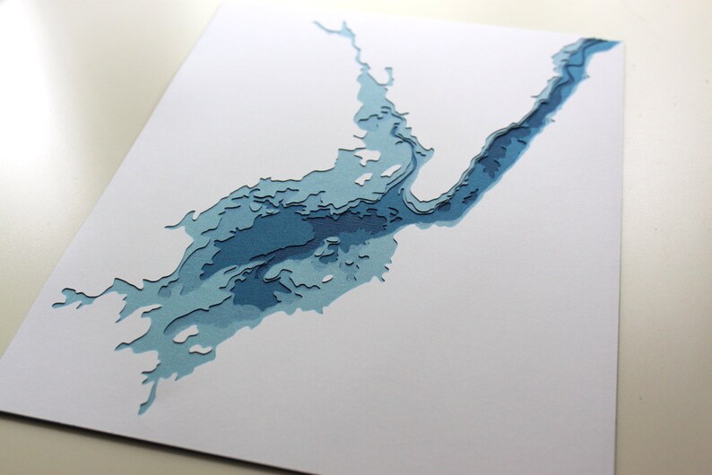 Great Sacandaga Lake original 8 x 10 papercut art in your choice of color image 4