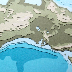Australia with Topography 8 x 10 layered papercut art image 4