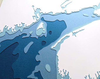 Zatoka Fundy – oryginalna wycinanka papierowa 8 x 10