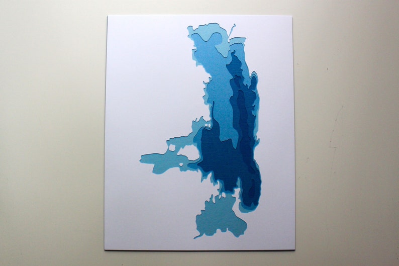 Flathead Lake original 8 x 10 papercut art image 2