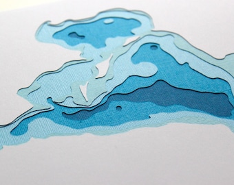 Lake Koronis - original 8 x 10 papercut art in your choice of color