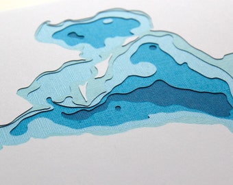 Lake Koronis - original 8 x 10 papercut art in your choice of color