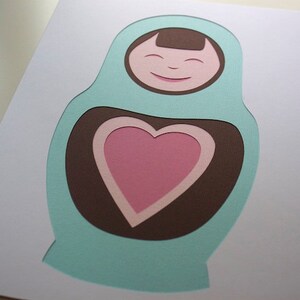 Matryoshka Heart Layered Papercut Art 8 x 10 image 3