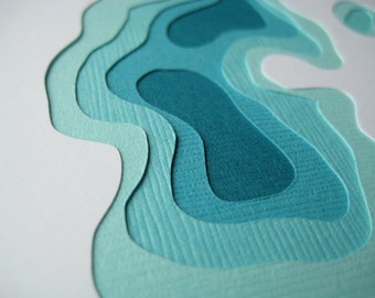 Topography in Aqua - One handcut card