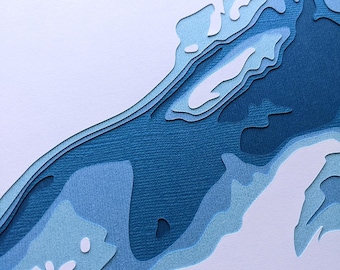 Lake Superior - original 12 x 12 papercut art