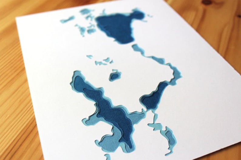 Iowa Great Lakes original 8 x 10 papercut art image 2