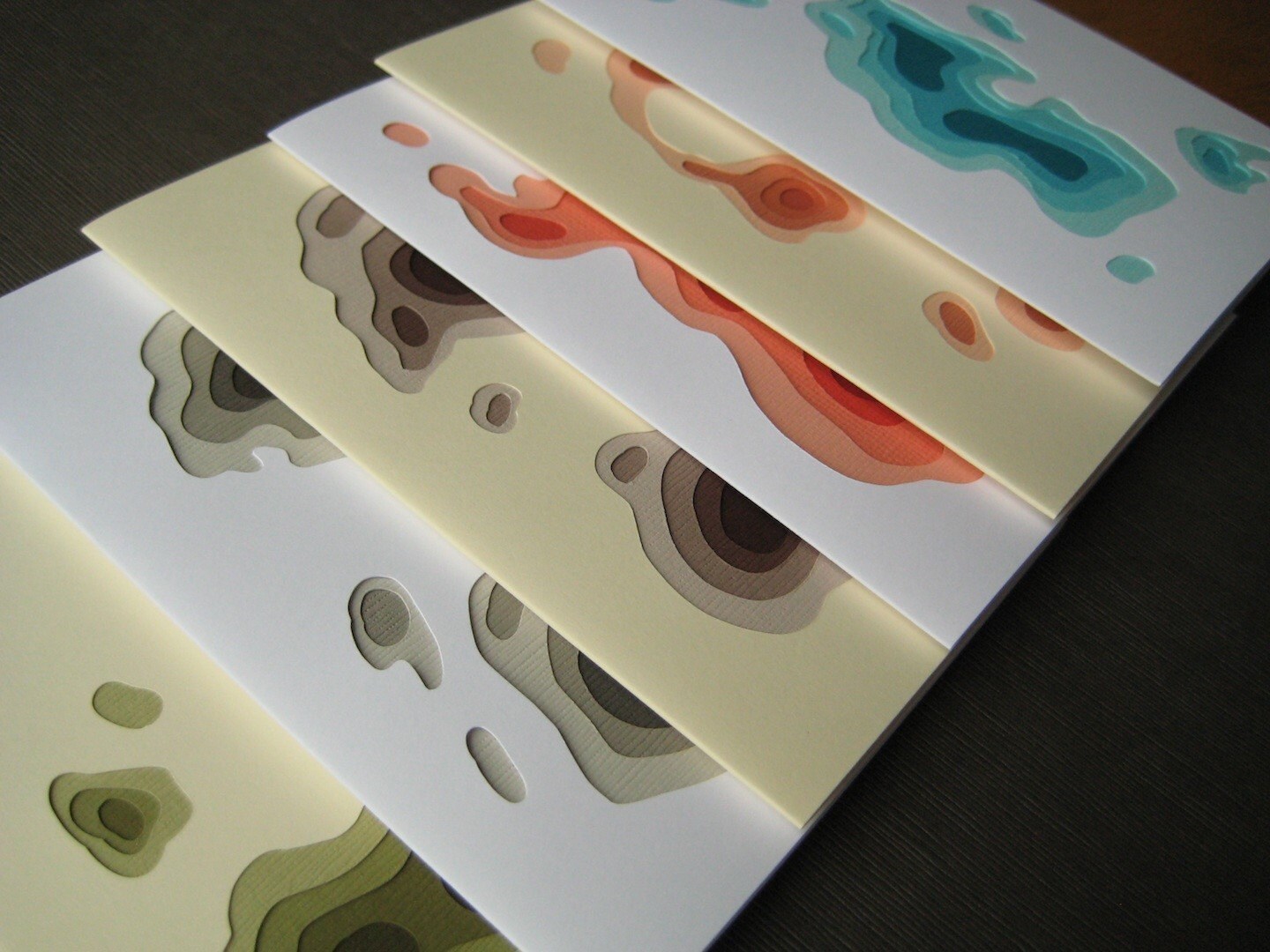 You Choose - set of 4 handcut topographical cards