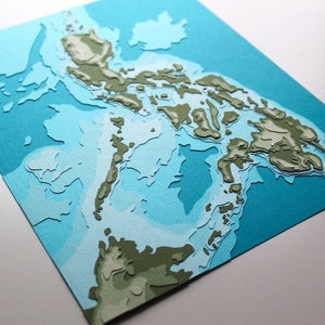 The Philippines w/ topography 8 x 10 layered papercut art image 3