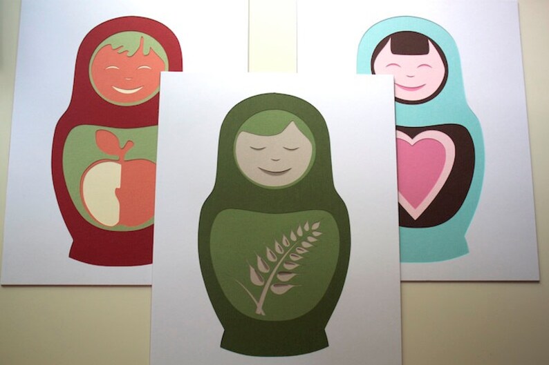 Matryoshka Heart Layered Papercut Art 8 x 10 image 5