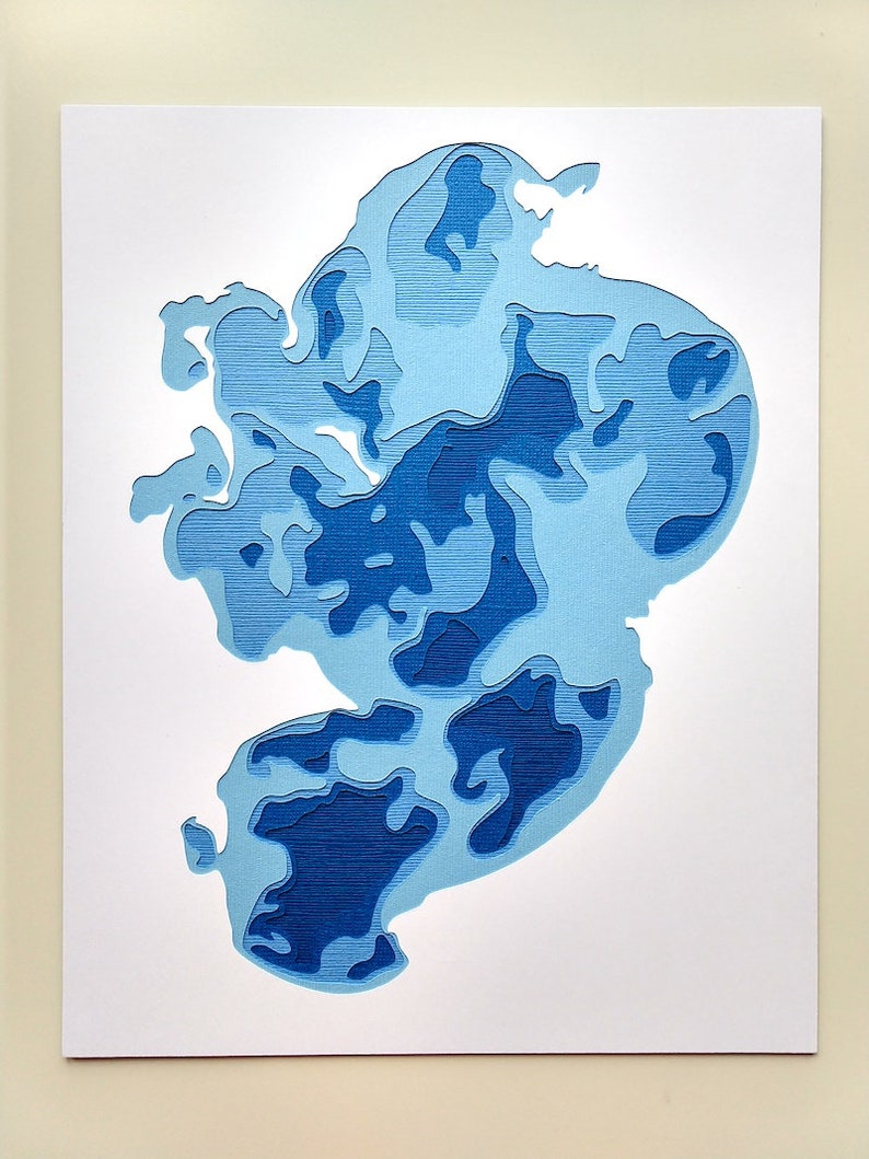 Pelican Lake crow Wing County MN Original 8 X 10 Papercut Etsy