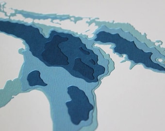 Lake Huron - original 8 x 10 papercut art