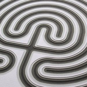 Labyrinth 12 x 12 layered cut paper artwork image 7