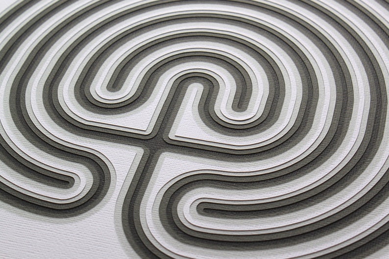 Labyrinth 12 x 12 layered cut paper artwork image 7