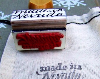 Made in Nevada Rubber Stamp, Calligraphy Stamp, Shop Label Packaging Stamp