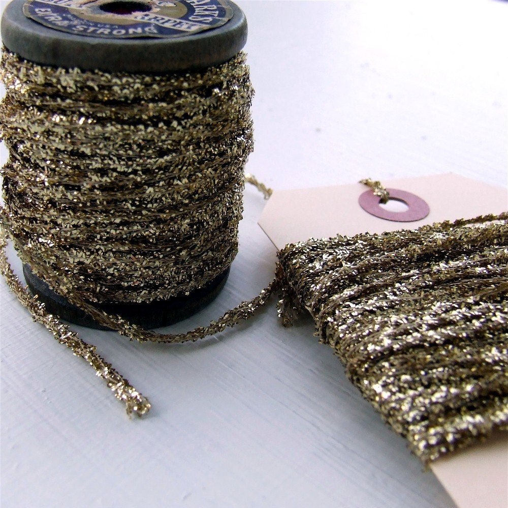 Gilded Gold Tinsel String 6 Yards of Glittery Gold Metallic Etsy