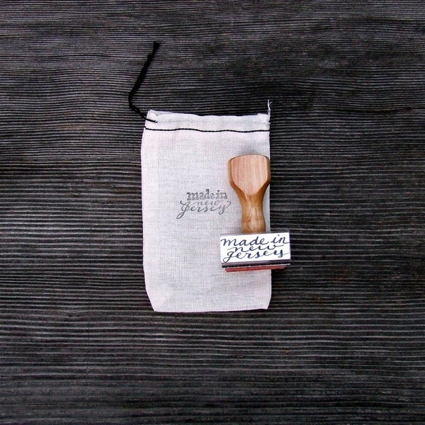 Made in New Jersey State Rubber Stamp, Hand Lettered Calligraphy Stamp for Weddings Cards Paper Crafting
