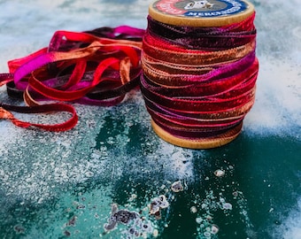 Berry Caliente Ribbon String, 10 yards, Red, Fuchsia, Magenta, Juicy Nectarine, Merlot, Purple Violet Pretty Packaging Ribbon Yarn