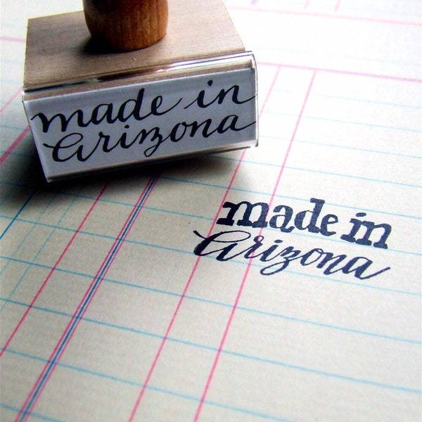 Made in Arizona Rubber Stamp, Hand-Lettered AZ State Stamp, Modern Calligraphy Stamp, Southwest Wedding