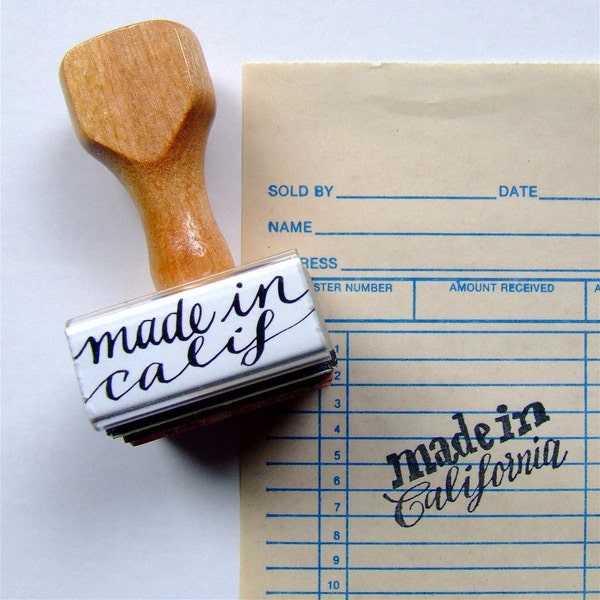 Made in California Rubber Stamp, State Love Calligraphy Stamp, Card Making, Handmade Favors, Product Labels