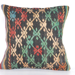 Colorful boho cushion cover 16x16, Multicolor sham cover, Retro pillow cover, Rainbow couch pillow, Funky decor, Gift for boyfriend birthday