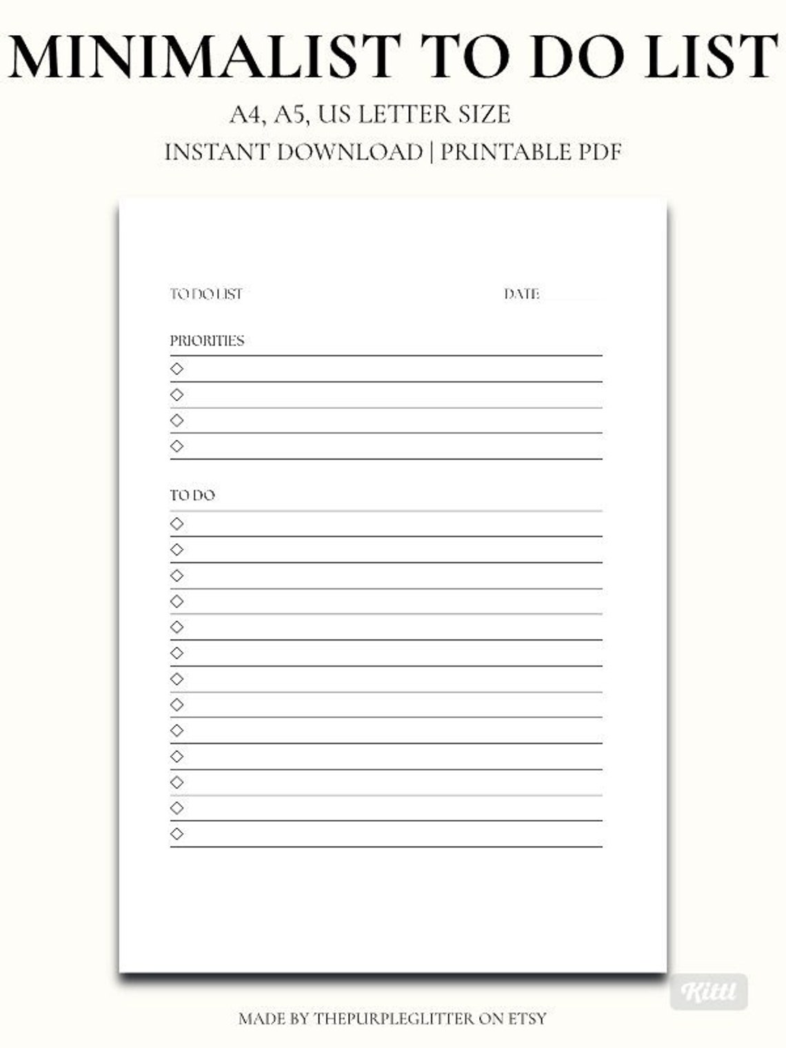 Minimal to Do List, Printable to Do List, Productivity Planner, A4/a5 ...