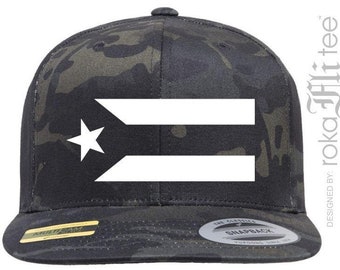 Puerto Rican Black Flag Camo Snapback,