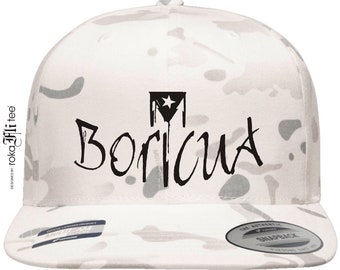 Boricua White Camo Black Resistance Puerto Rican Flag Snapback