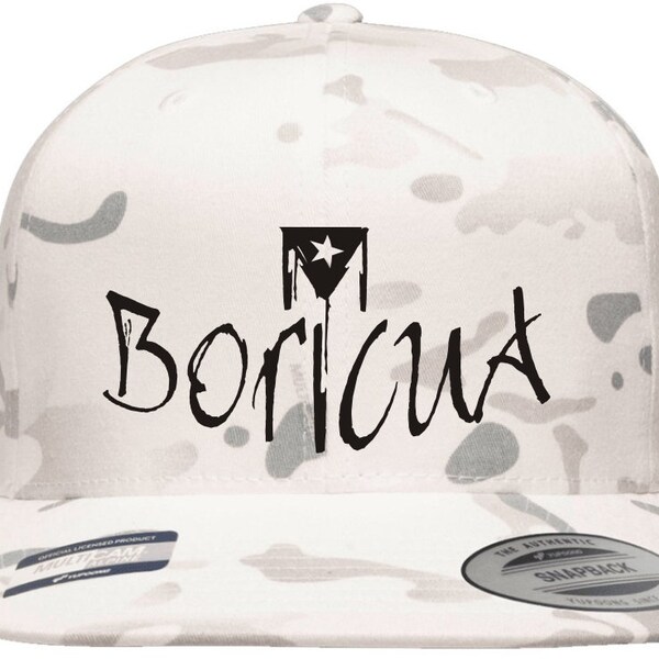 Boricua White Camo Black Resistance Puerto Rican Flag Snapback