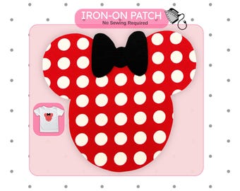 Minnie Mouse Iron On Patch | Red Polka Dot Ears | Baby Girl Birthday Shirt | Cake Smash Outfit | DIY Shirt  | DIY Disney Shirts