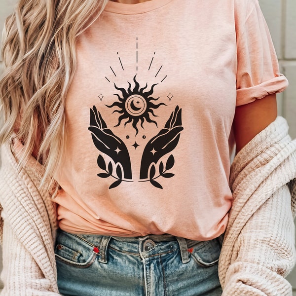 Sun and Mon Tshirt, Celestial Tshirt, Manifestation shirt, Mental health shirt, Self care Tshirt, Yoga gifts, Mystic Universe Shirt,