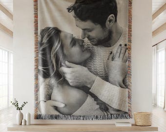 Soft Woven Blanket Personalized Photo Throw Custom Blanket with Picture for Adults Custom Gift Wedding Grandma Personalized Memorial Blanket