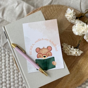 Karte zur Einschulung Endlich ein Schulkind Schulanfang Postkarte für Kinder A6 mit Kraftpapierumschlag