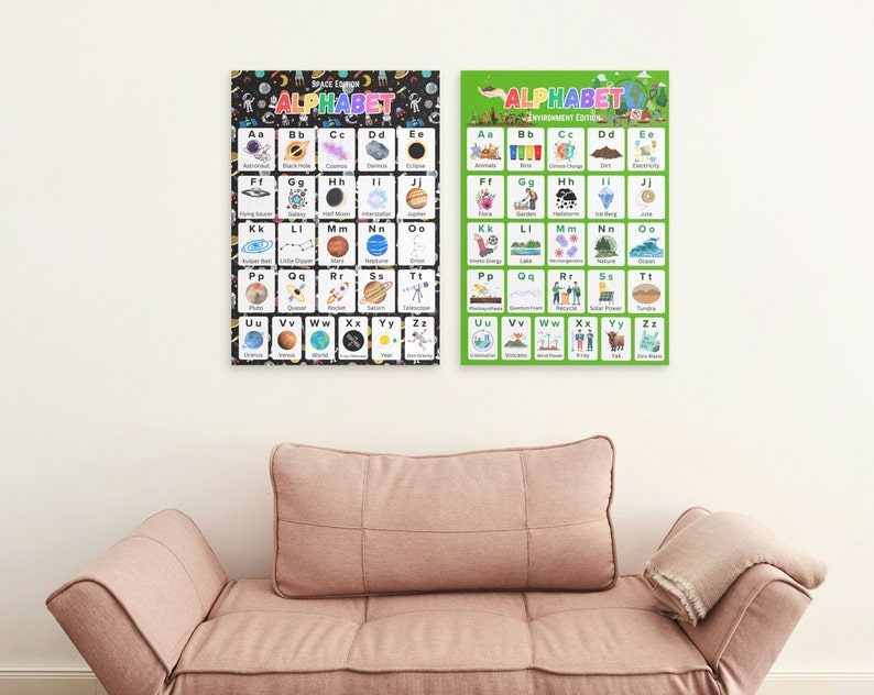 Space Alphabet Poster Educational Wall Art Classroom Decor Bedroom ...