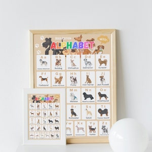 Dogs Alphabet Poster Educational Wall Art Classroom Decor Bedroom Decor ...