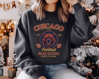 Chicago Football Vintage Sweatshirt, Chicago Game Day Shirt, Bear Hoodie, Chicago Football Gift, Bear Fan Gift