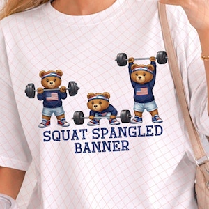 Citations PNG de gym du 4 juillet Poids d'haltères citation exercice cadeau png cadeau pour maman amateur de gym usa ours rétro drôles